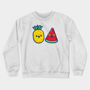 Cute Pineapple with Watermelon Cartoon Crewneck Sweatshirt